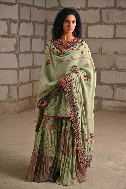 Fleur green heavy dupatta