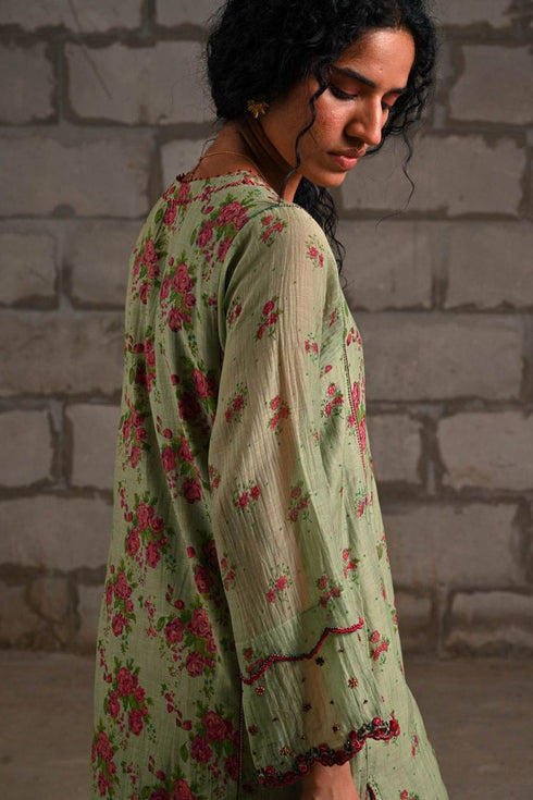 Fleur green phiran kurta