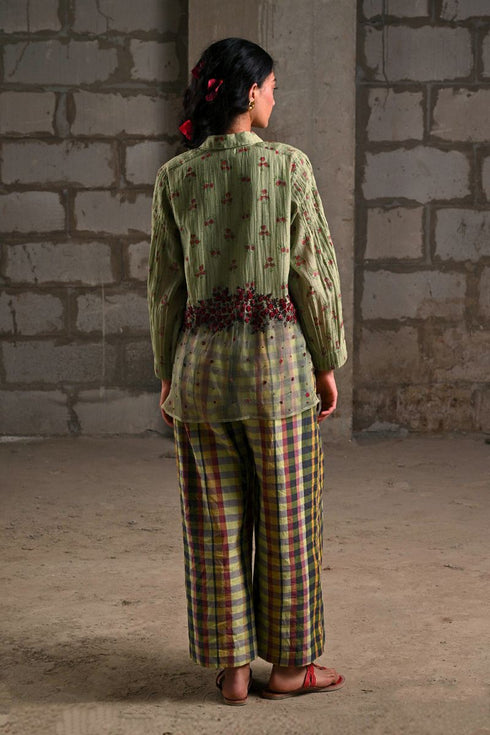Fleur green pintuck shirt