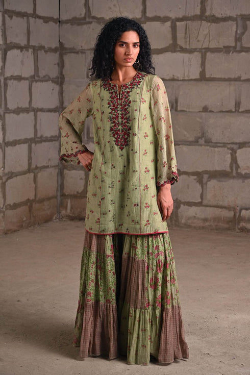 Fleur green short kurta