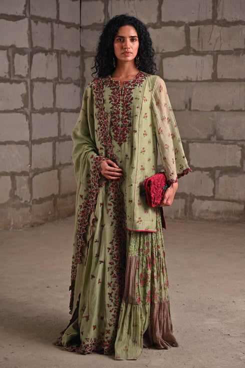 Fleur green short kurta