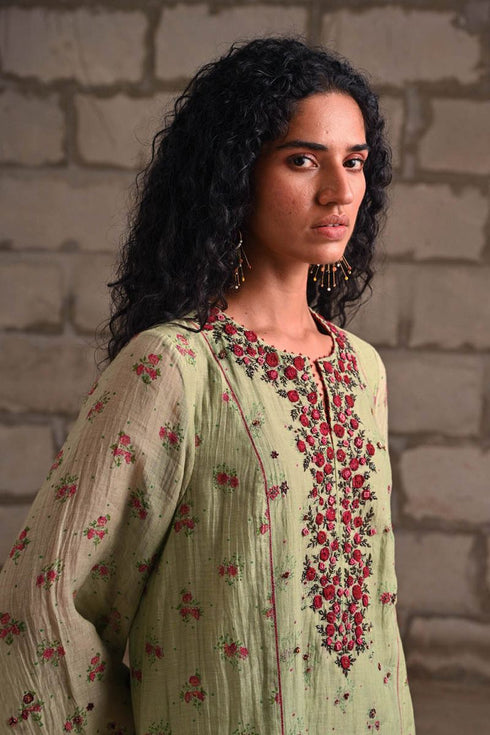 Fleur green short kurta