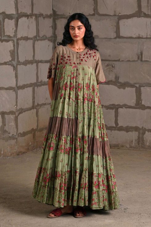 Fleur green tiered dress