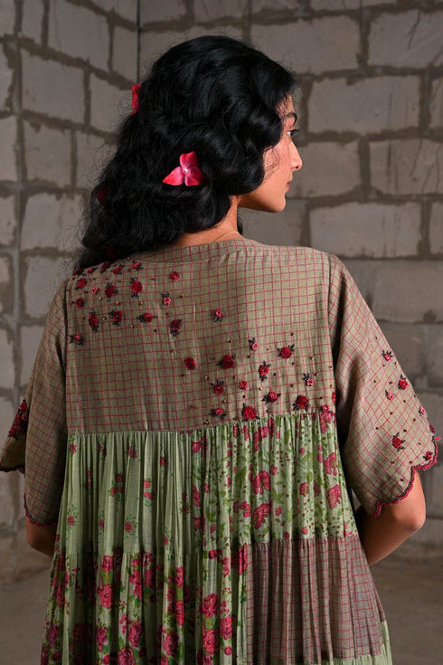 Fleur green tiered dress