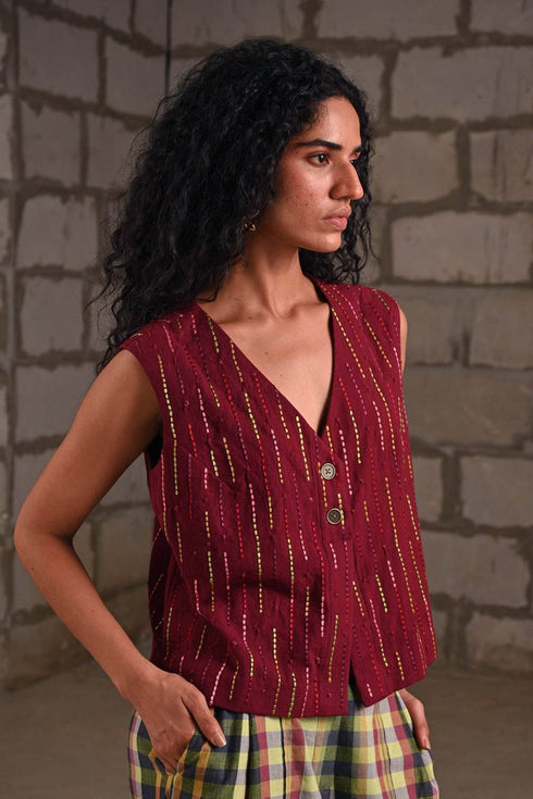 Fleur maroon crop top