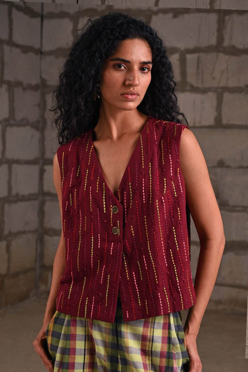 Fleur maroon crop top