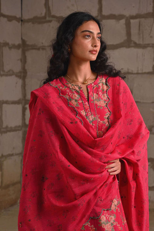 Fleur pink dupatta