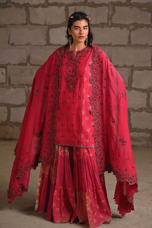 Fleur pink heavy dupatta