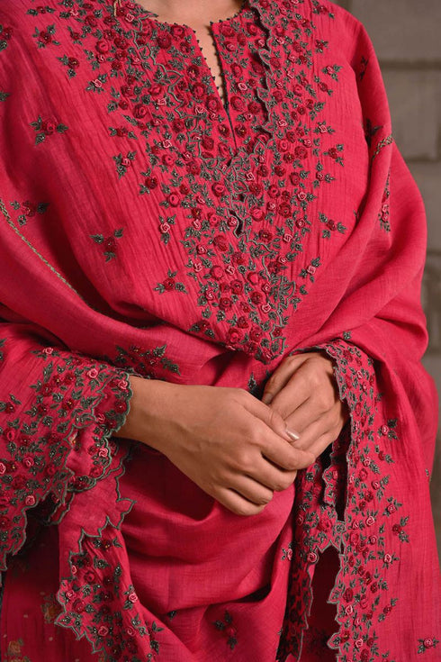 Fleur pink heavy dupatta