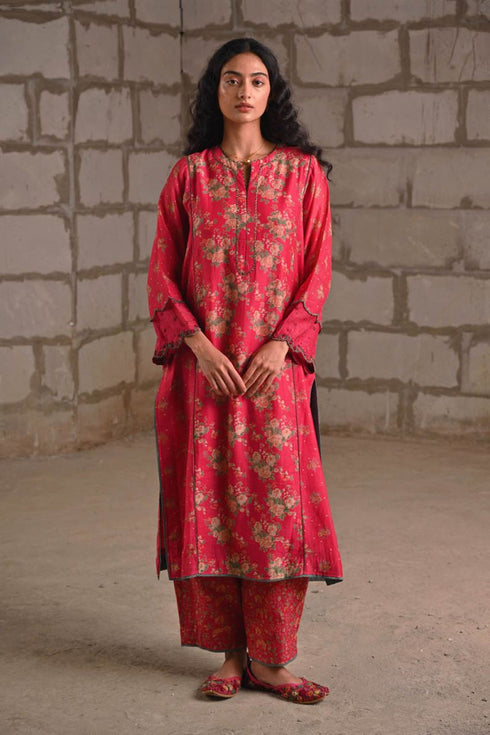 Fleur pink phiran kurta