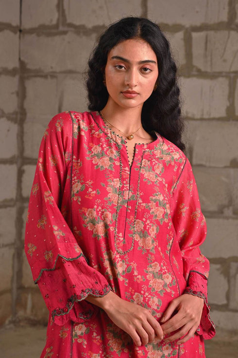 Fleur pink phiran kurta