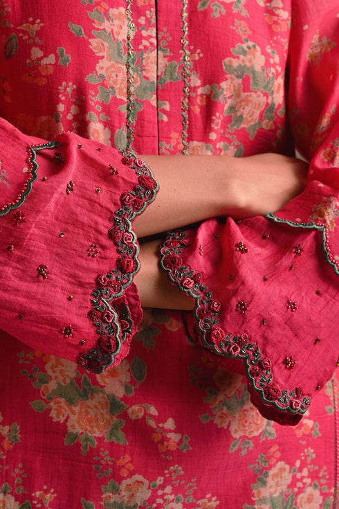 Fleur pink phiran kurta