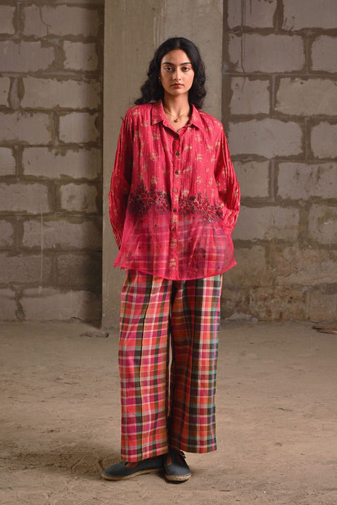 Fleur pink pintuck shirt