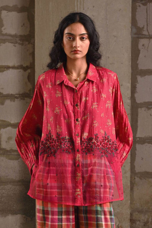 Fleur pink pintuck shirt