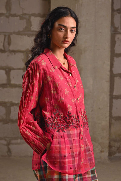 Fleur pink pintuck shirt
