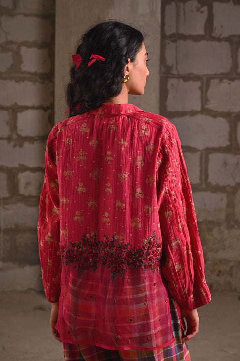Fleur pink pintuck shirt