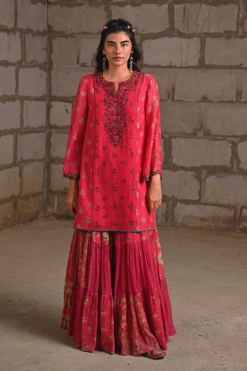 Fleur pink short kurta