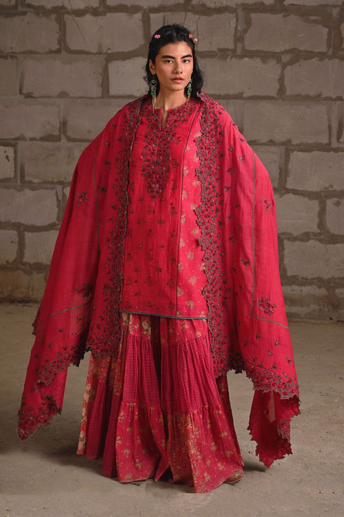Fleur pink short kurta