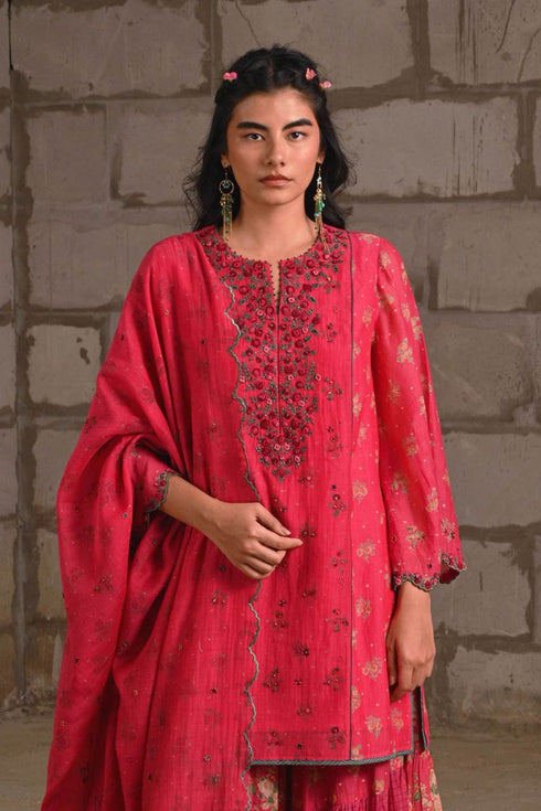Fleur pink short kurta