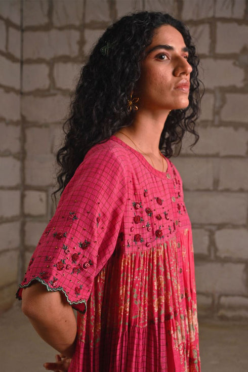 Fleur pink tiered dress