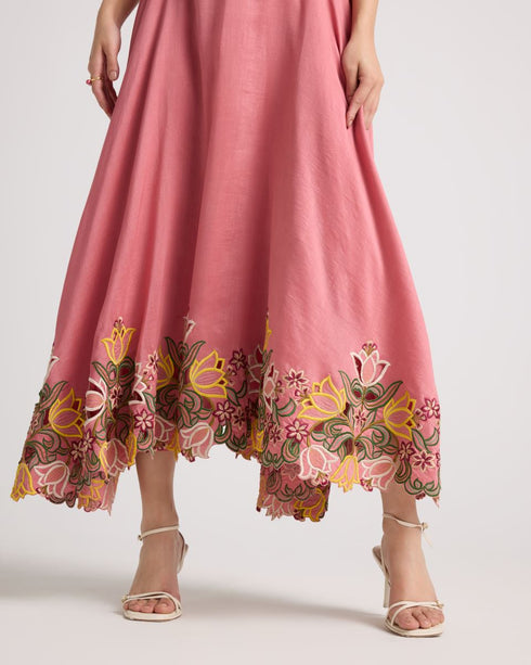 Florens blush floral cutwork corset dress