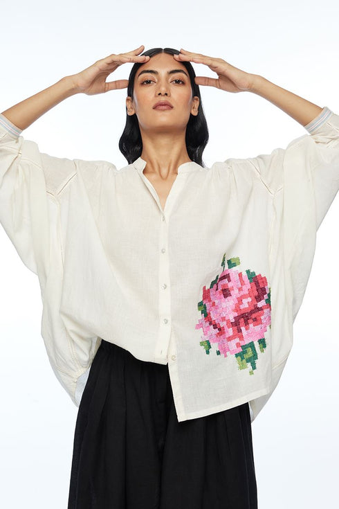 Floribunda ivory oversized shirt