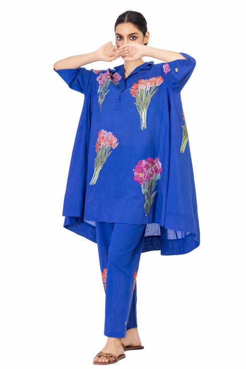 Florist blue floral shirt