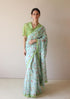 Forest breeze blue scalloped sari