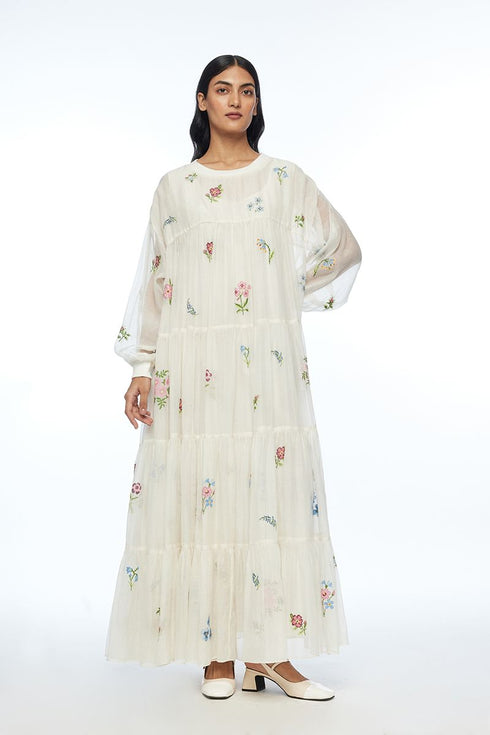 Forrestiana ivory tiered maxi dress