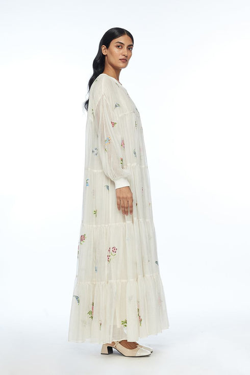 Forrestiana ivory tiered maxi dress