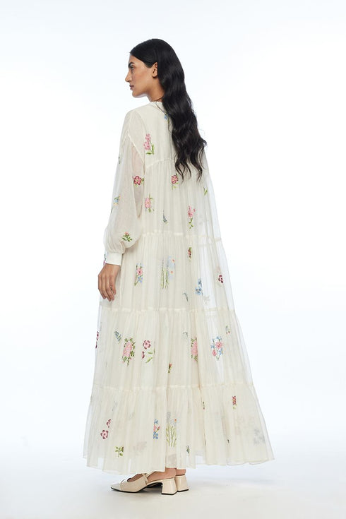 Forrestiana ivory tiered maxi dress