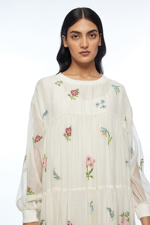 Forrestiana ivory tiered maxi dress