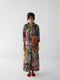 Fruit farm multicolor V-neck collar long dress