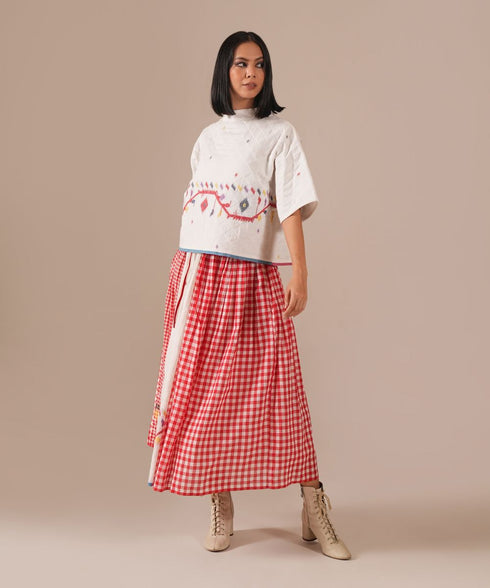 Garnet ivory top with skirt