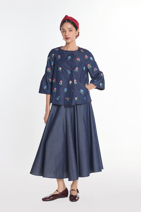 Gerbera blue peplum jacket