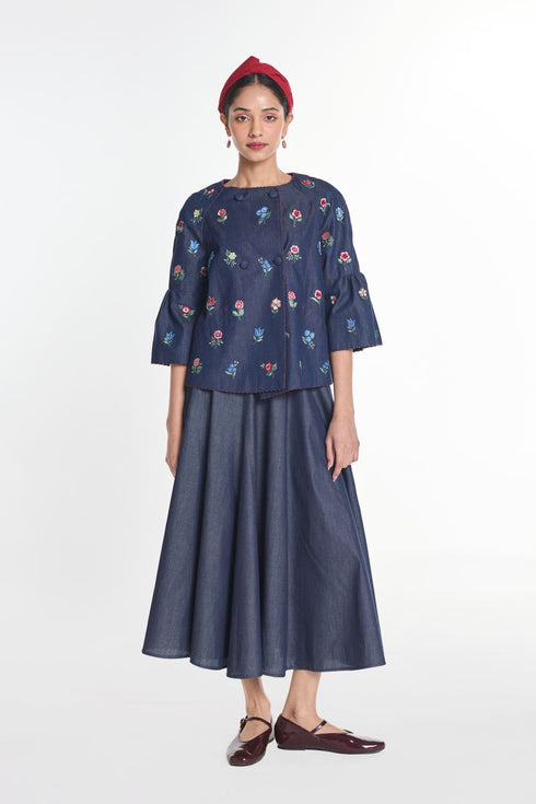 Gerbera blue peplum jacket