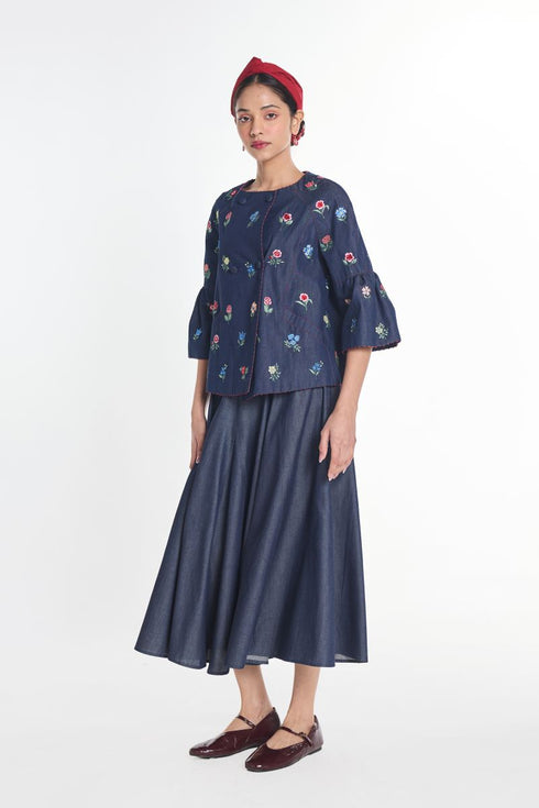 Gerbera blue peplum jacket