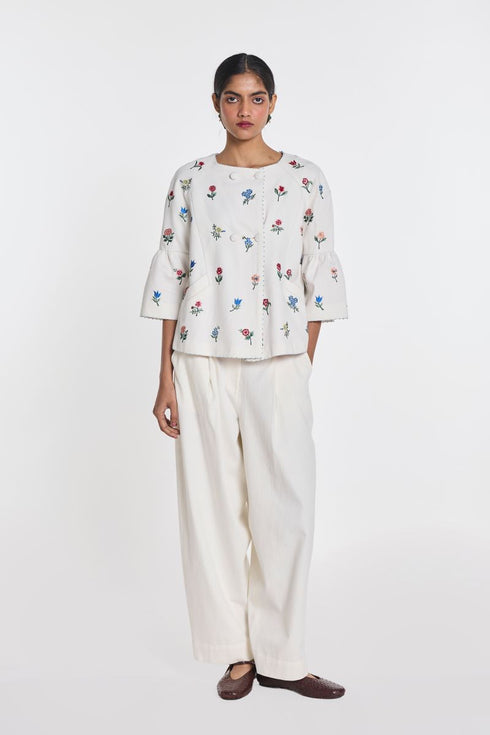 Gerbera ivory peplum jacket