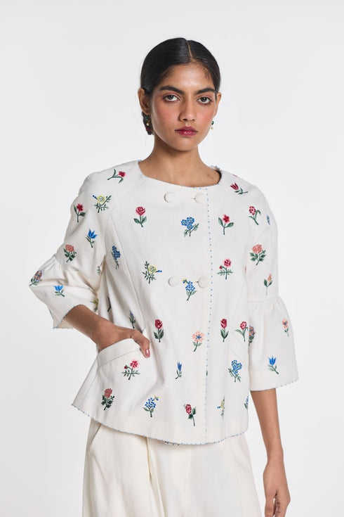 Gerbera ivory peplum jacket
