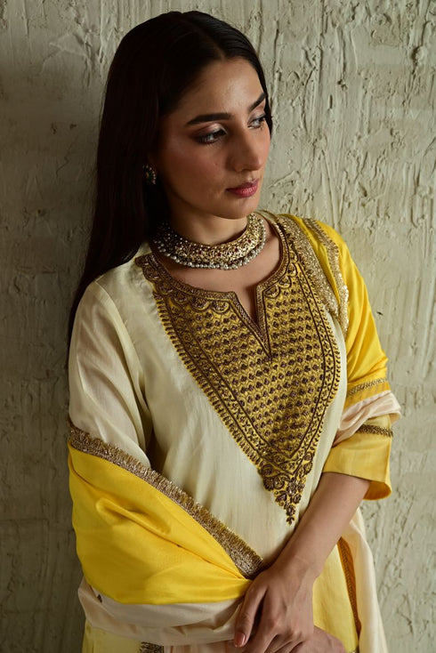 Ghevar yellow ombre kurta with sharara