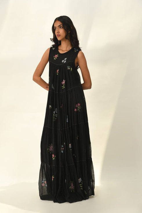 Glabrifolia black embroidered dress