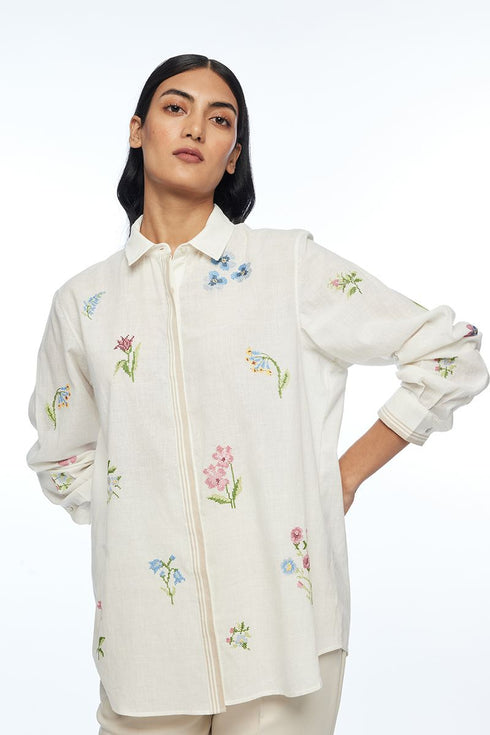 Glabrifolia ivory cross stitch shirt