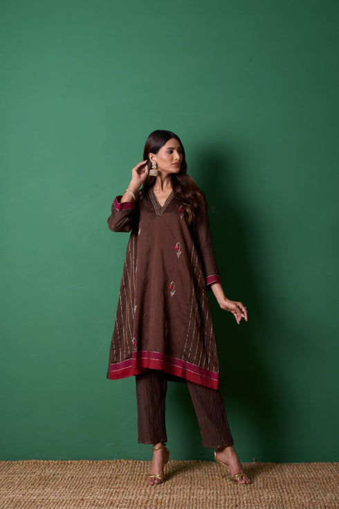 Glee brown kurta set