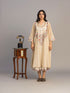 Gold zari silk tissue handloom chanderi V-Neck dress with crushed inner