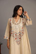 Gold zari silk tissue handloom chanderi V-Neck dress with crushed inner
