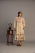 Gold zari silk tissue handloom chanderi v-neck gajj malaa style dress with crushed inner