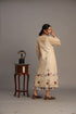 Gold zari silk tissue handloom chanderi v-neck gajj malaa style dress with crushed inner