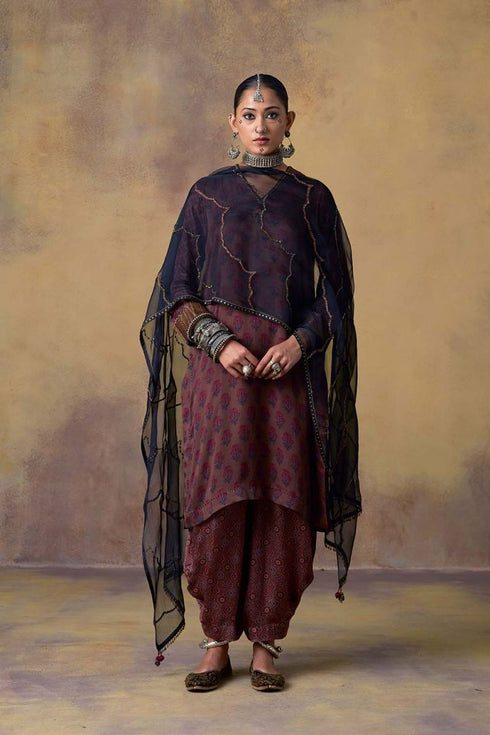 Goonj black ajrakh kurta