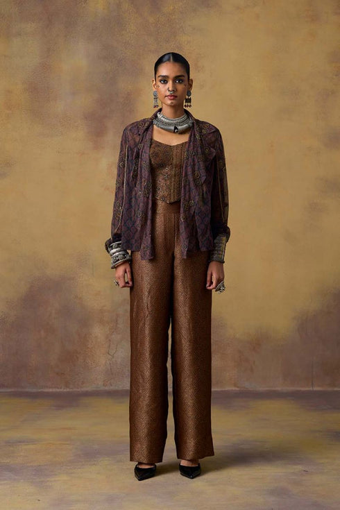 Goonj black ajrakh tulle blazer