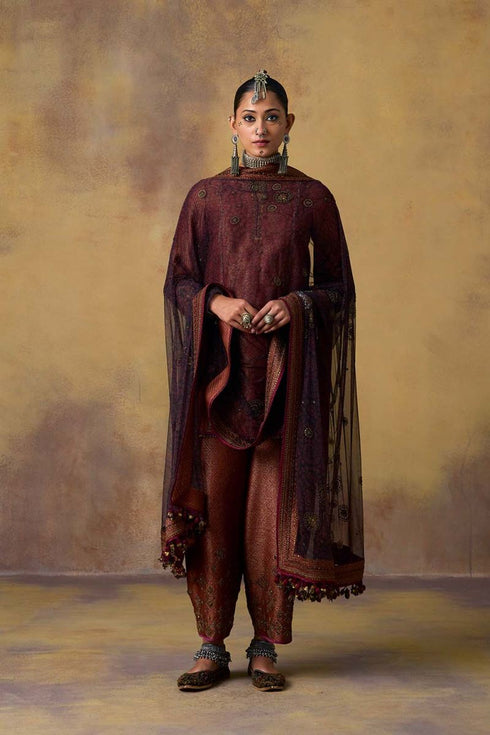 Goonj black ajrakh tulle heavy dupatta